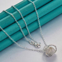 Colgante de nudo de Plata de Ley 925, collar de 18 pulgadas, joyería de encanto de moda - details 1
