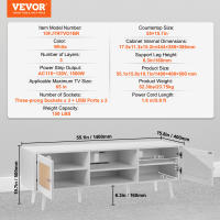 VEVOR soporte de TV de ratán para TV, soporte de TV Boho con puerta de ratán, centro de entretenimiento con enchufe incorporado y puertos USB - details 6