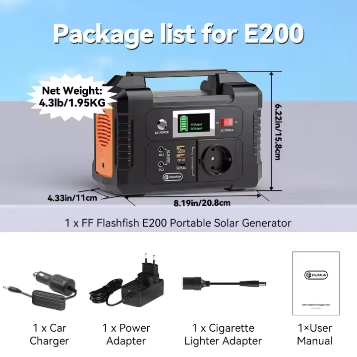 Generador Solar de Onda Senoidal Pura 230V 200W, Estación de Energía Portátil para Camping, Viajes, RV, Batería de Respaldo 151Wh, Banco de Energía. - 1