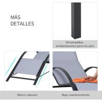 Conjunto de Tumbonas Exteriores de Jardín Dos Piezas con Mesa Auxiliar de Vidrio Templado - details 31