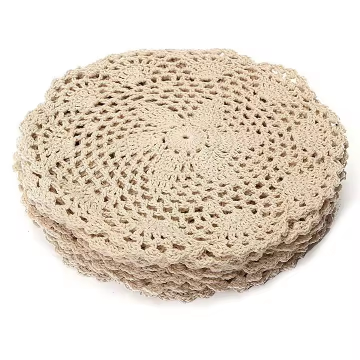 12Pcs Vintage Cotton Mat Round Hand Crocheted Lace Doilies Flower Coasters Lot Household Table Decorative Crafts Accessories - 1