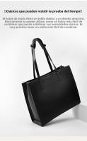 Nueva Bolsa Tote de Nicho para Mujeres de Cuero Genuino de Gran Capacidad, Maletín para Laptop, Bolsa de Viaje de Cuero de Vaca Negro - details 3