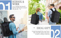 Mochila de Viaje Cabina Avion, Expandible, Grande, Adecuado tanto para hombres como para mujeres, Con puerto de carga USB - details 4