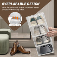 Caja de zapatos transparente, apilable, de plástico, cajón, color blanco, 20 unidades - details 0