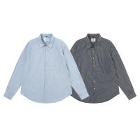 AMI High Version Camisa clásica a rayas con bordado de corazón pequeño para hombre, camisa informal multiusos para parejas - details 7