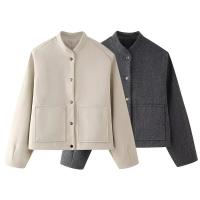 Elegante Abrigo de Lana Sólida para Mujer Cuello Redondo, Manga Larga, Ajuste Suelto, Moda de Ciudad Urbana de Otoño 2024 - details 18