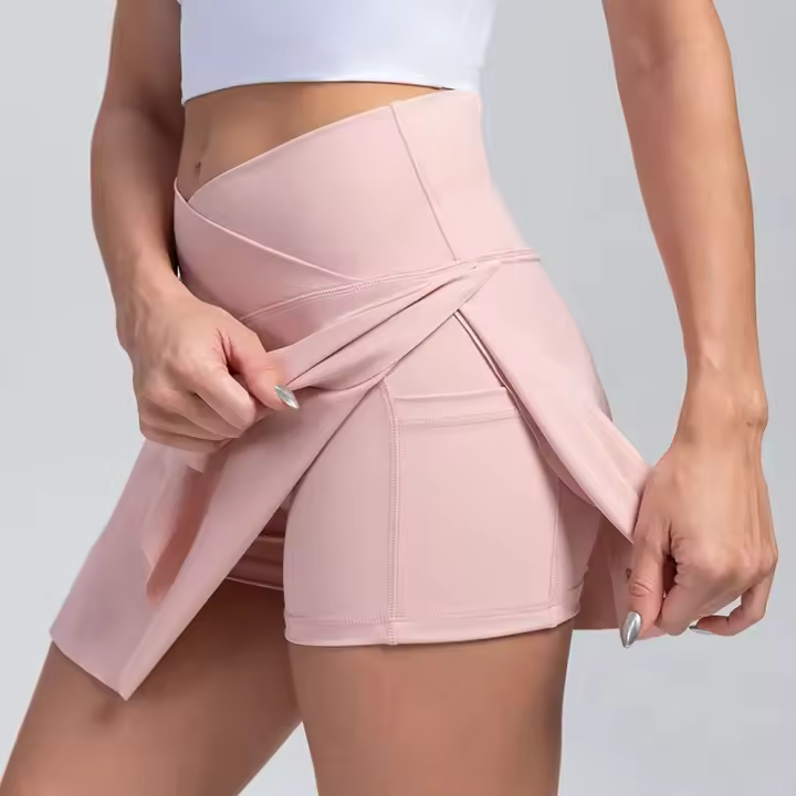 Falda de tenis plisada con bolsillos para mujer, pantalones cortos, faldas atléticas, faldas cruzadas de cintura alta para gimnasio, Golf, faldas deportivas de entrenamiento - 1
