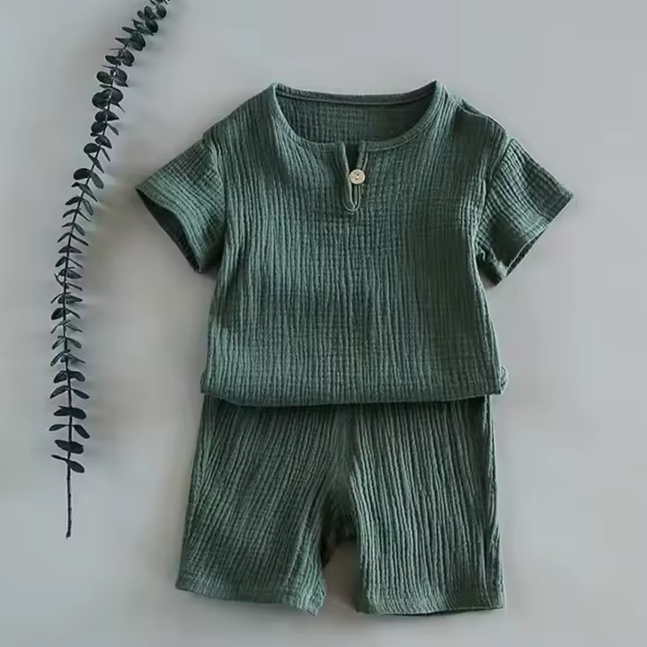 Conjunto de ropa de 2 piezas para niño niña, fabricado en algodón y vintage, verano, - 1