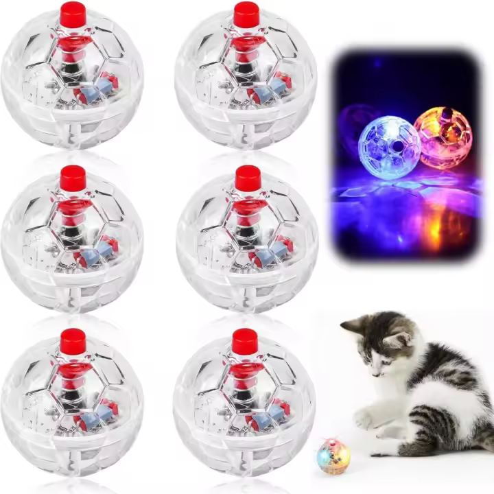 6 bolas de movimiento para gatos con luz LED, bolas de movimiento para gatos con luz LED, bolas de movimiento para gatos, juguete - 1
