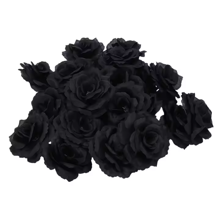 Flor de seda Artificial Rosa Negra para fiesta, boda, casa, oficina, decoración de jardín, bricolaje, 20 piezas - 1