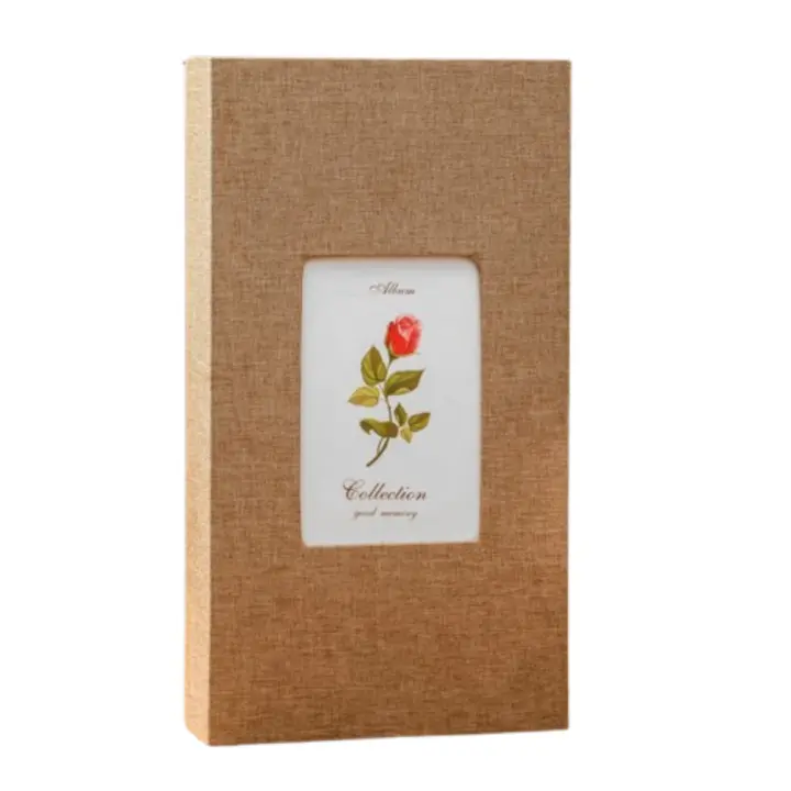 Álbum de fotos de lino con inserción, cubierta de tela de 6 pulgadas, libros de fotos de recuerdo, gran capacidad, 300 hojas, álbumes de fotos familiares - 1