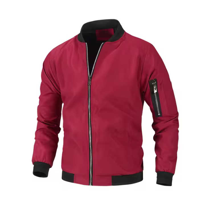 Chaqueta Bomber de Moda Casual para Hombres Material de Poliéster Cierre de Cremallera - 1