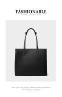 Nueva Bolsa Tote de Nicho para Mujeres de Cuero Genuino de Gran Capacidad, Maletín para Laptop, Bolsa de Viaje de Cuero de Vaca Negro - details 22