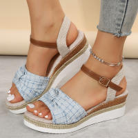Sandalias de Plataforma para Mujer Moda 2023 Verano Punta Abierta Cuñas Gladiator Zapatos de Playa Antideslizantes Suela Gruesa Talla Grande 43 - details 1
