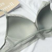 Nueva ropa interior de 4 colores para mujer, Bralette ultrafino sin aros francés, copa triangular de encaje Sexy, conjunto de sujetador de realce, sujetador y bragas de algodón - details 12