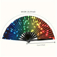 Abanico plegable fluorescente grande, abanico de mano de bambú Kung Fu, abanico colorido para fiestas, accesorio de baile y actuación, abanico para eventos festivos con diseño de anillo, ideal para fiestas y reuniones - details 0