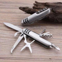 Cuchillo De Mano Multiusos 11 En 1 Con Destornillador Abrazadera De Acero Inoxidable Abrebotellas Sierra Tijeras Herramienta De Emergencia Al Aire Libre - details 2