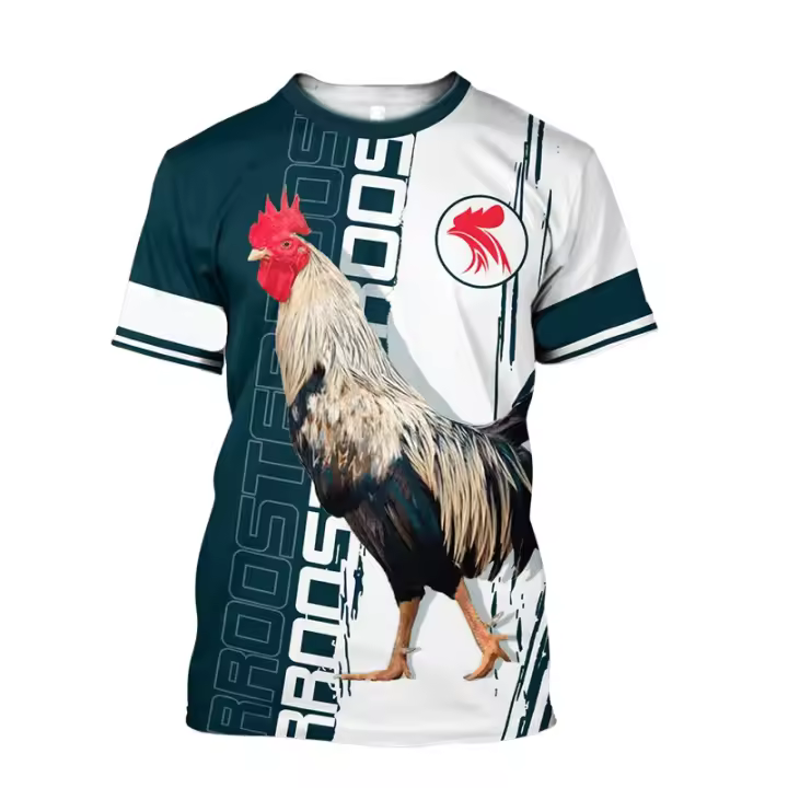 Nueva camiseta con estampado 3d de gallo para hombre, ropa gráfica estereoscópica para hombre, ropa de calle de verano, sudadera de moda, camisetas - 1