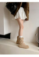 Interior aumento de altura retro heap botas mujer otoño invierno plisado western cowboy botas slim botines - details 18