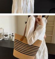 Bolso de estilo francés para mujer, gran capacidad, nuevo bolso versátil de hombro tejido de paja, bolso de mano para vacaciones en la playa - details 13