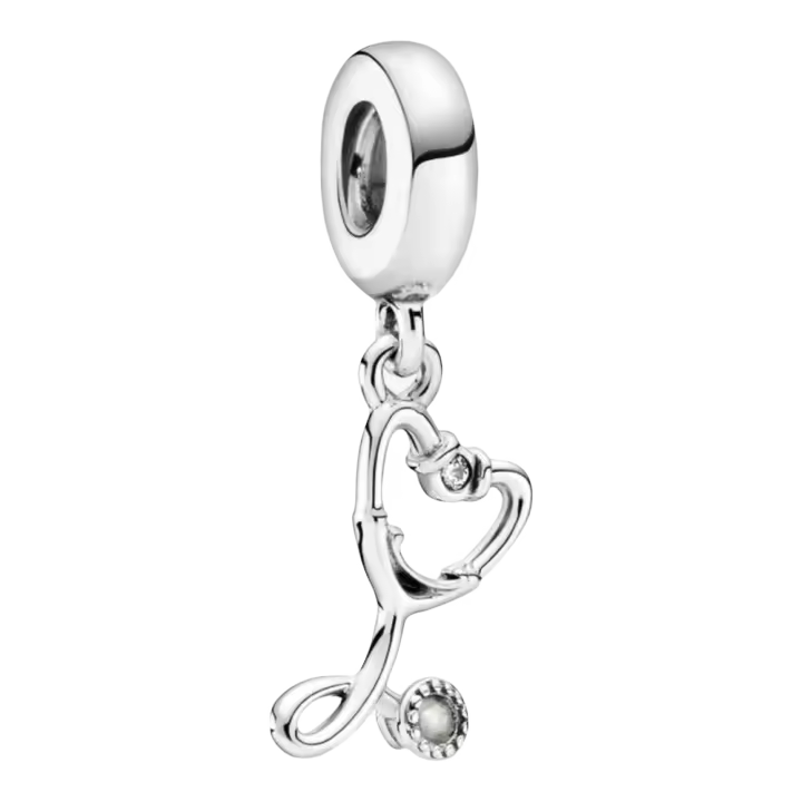 Colgante de plata de ley con dije de corazón con estetoscopio, incluye caja original - 1