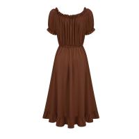 Nuevo vestido irregular retro europeo y americano, vestido con cordón medieval victoriano de manga corta con cuello de una palabra - details 9