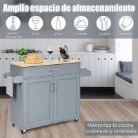 Carrito de Cocina Carro de Servicio Comedor con Ruedas,Toallero,Cajón, Puerta y Estantes Gabinete Mueble de Cocina (blanco) - details 15