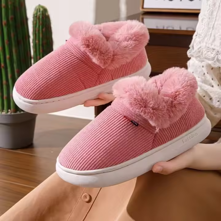 Zapatos de invierno para mujer, zapatos informales de casa para hombre 2025, zapatos cálidos de algodón para exteriores para mujer, zapatillas acolchadas de felpa para interiores para mujer - 1