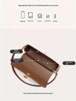 Bolso baguette elegante para mujer - Bolso bandolera desmontable elegante con cierre en tono dorado, marrón/negro, versátil para uso diario, accesorio elegante, artesanía de alta calidad - details 15