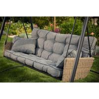 Cojines de Asiento y Respaldo Impermeables Diseño Acolchado y Correas 100 cm Marrón - details 2