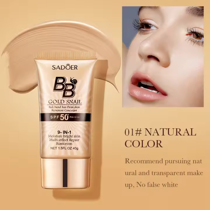 SPF50 + Golden Snail Sunsceen BB Ceam Base blanqueadora hidratante de larga duración corrector incluso tono de piel Base de maquillaje - 1