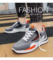 Hombres de moda y de moda, superficie de zapato de malla de Pu de suela suave y ligera, caminar al aire libre, zapatos deportivos casuales negros para hombres - details 0