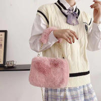 Bolso de mano de felpa con cadena pequeña, bandolera cuadrada de piel sintética, bolso de hombro esponjoso y cálido para compras, Otoño e Invierno - details 17