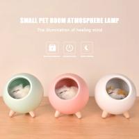 Luz LED de noche creativa para mascotas, lámpara de decoración de mesa recargable por USB para dormitorio, regalos para niños, Pequeño gato - details 2