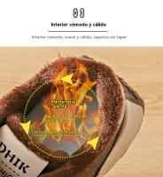 Zapatos de Mujer de Invierno 2024 Zapatillas de Tablero Esparcedido Grueso con Suela de Cuero y Polvo de Vellón Aumento de Altura - details 6