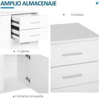 Gabinete Consola Buffet Mueble Organizador Almacenaje Multiusos Comedor Puertas Cajones 71x35x76cm - details 3
