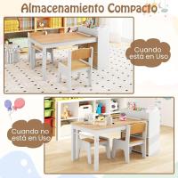 Juego de mesa de arte y actividades para niños, mesa de manualidades con 2 sillas, rollo de papel, estantes y 4 cestas de tela, para niños en la sala de juegos (gris) - details 11