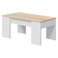mesa centro LC blanco artik y roble canadian cerrada