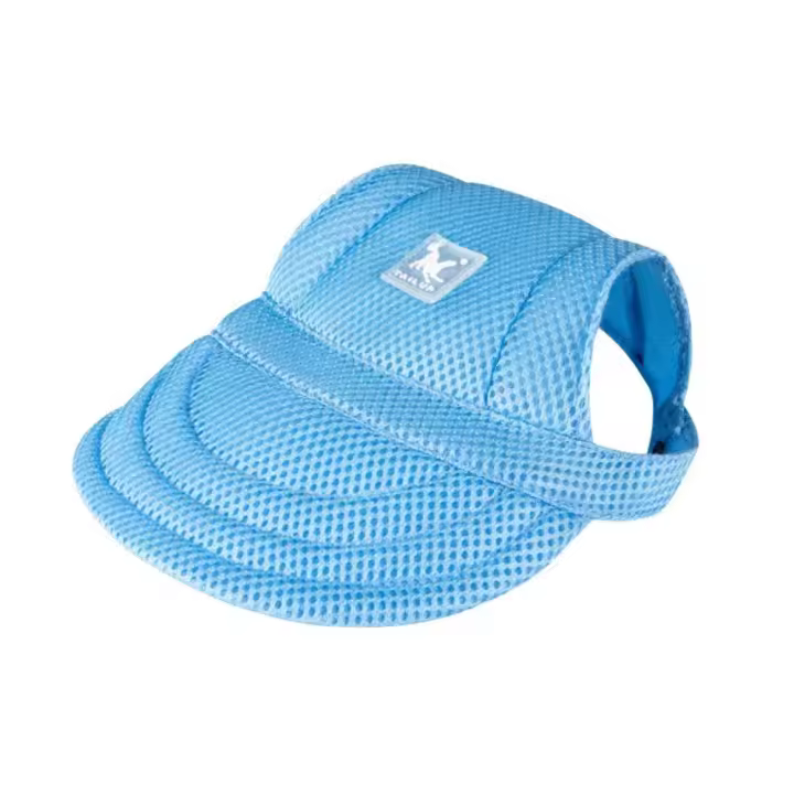 Cómodo sombrero de béisbol para mascotas de Color sólido ajustable con orificios para las orejas gorra para perros protección solar transpirable sombrero para el sol para perros para el verano - 1