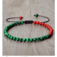 Pulsera de Piedra Natural de 4mm Diseño de Bandera Nacional Joyería de Pareja - details 8