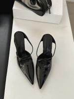 Bolsa de tacón fino de charol puntiagudo cabeza media zapatillas mujer desgaste nueva plata tacón alto medio Toller zapatos individuales - details 12