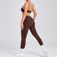 Ropa deportiva de gimnasio reforzada para mujer, traje de yoga de entrenamiento para mujer, ropa deportiva gris café 2024 - details 18