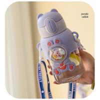 Botella de Agua para Niños 600ML Plástico con Pajita A Prueba de Fugas para Uso Escolar y al Aire Libre - details 5