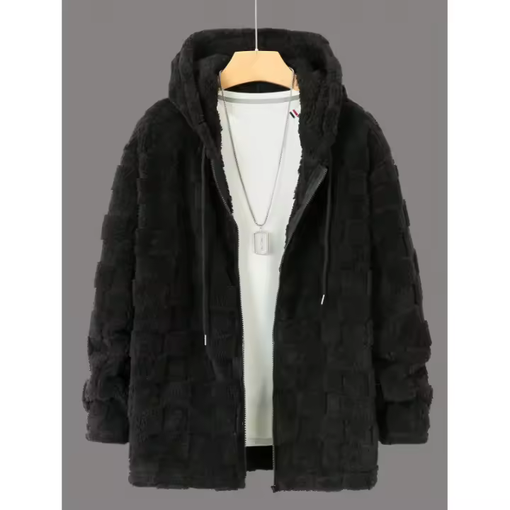 Sudadera con capucha para hombre, chaqueta casual, forro polar, cierre - 1