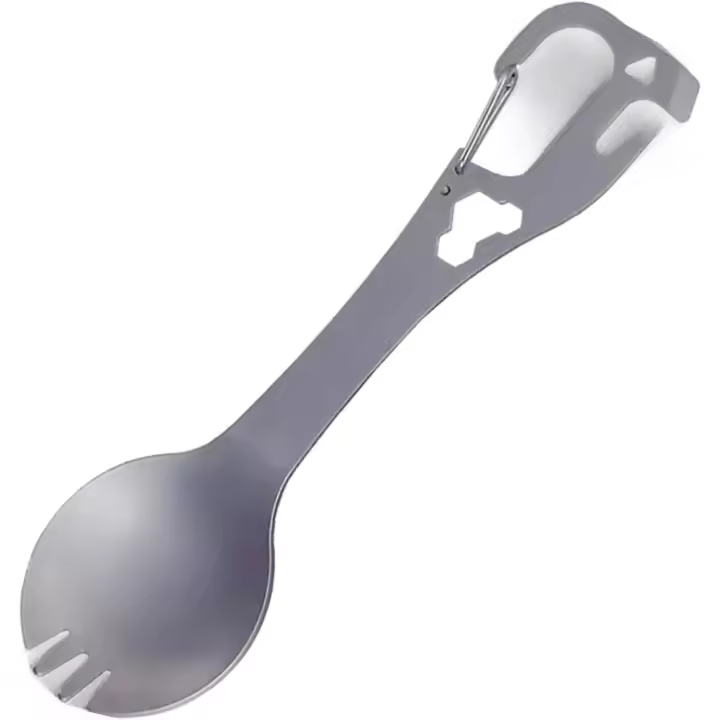 Entersports Utensilios de Camping 5 en 1 Cuchillo, Colher, Abrebotellas Portátiles de Acero Inoxidable Herramienta de Cocina al Aire Libre Multifuncional - 1