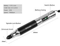 Herramienta de broca inalámbrica, bolígrafo grabador de recarga, Mini taladro eléctrico Dremel, herramientas eléctricas de bricolaje, bolígrafo grabador, corte DIY - details 3