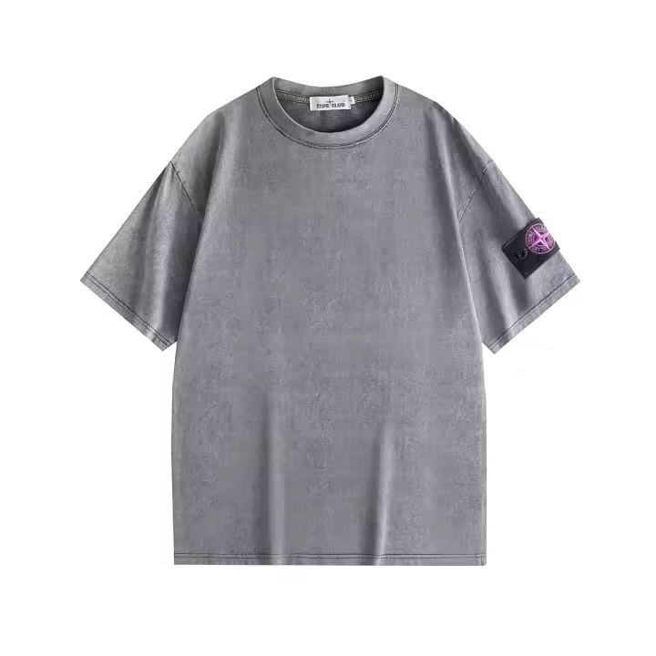 Camiseta bordada de alta calidad para hombre, camisa de manga corta de moda de verano Stone Island - 1