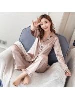 Pijamas de Seda para Mujer Tops y Pantalones de Talla Grande Ropa de Dormir Informal con Botones - details 15