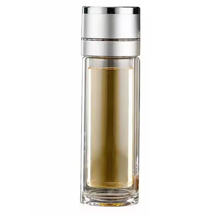 Taza de Té de Vidrio de Doble Capa para Hombres con Aislamiento Térmico Antescaldante Botella Infusor de Té 280ML/380ML - 1