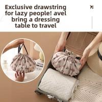 Bolsa de maquillaje con cordón de gran capacidad, bolsa de aseo de viaje impermeable con cordón, bolsa interior de clasificación con estampado de frutas - details 5